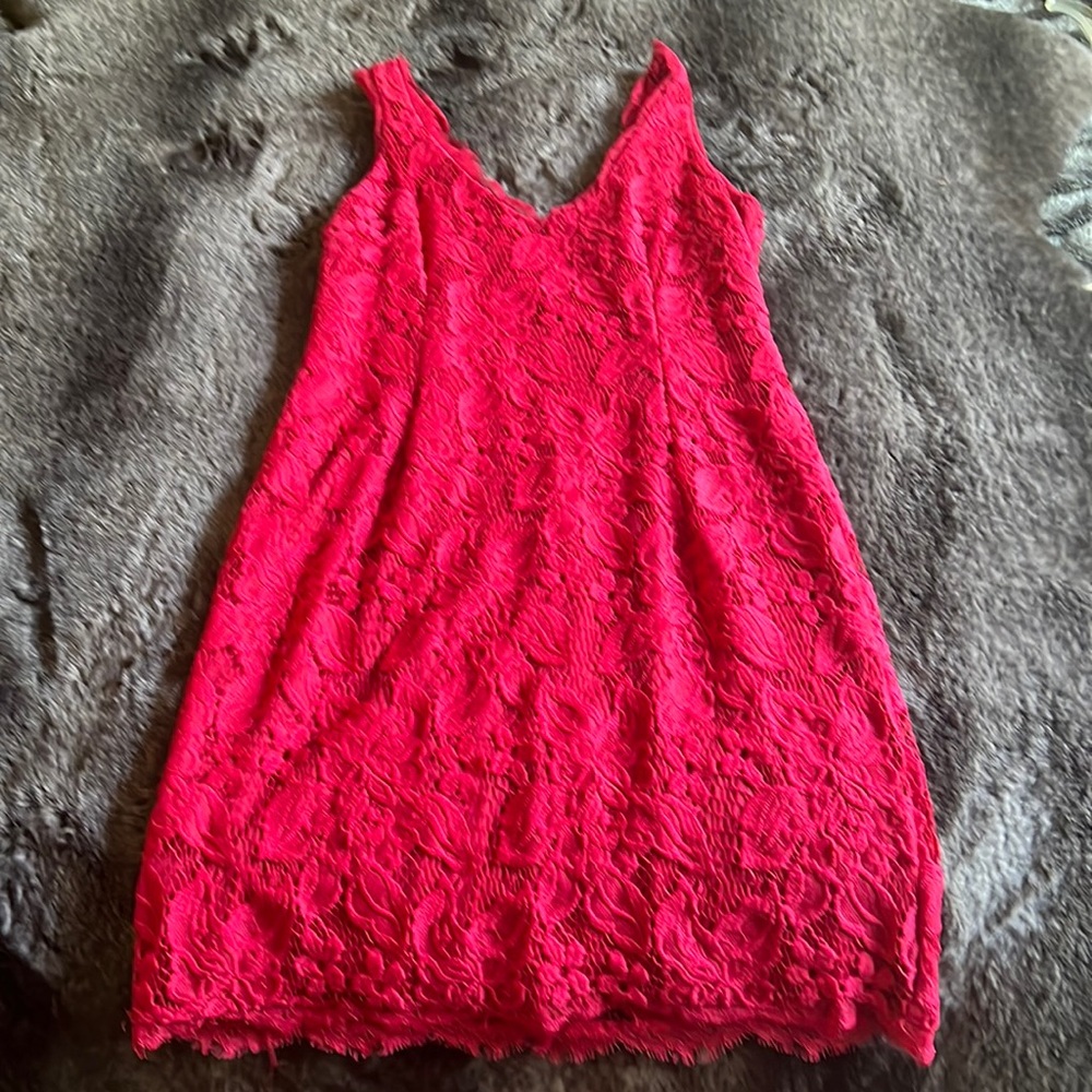 Red flower, print dress